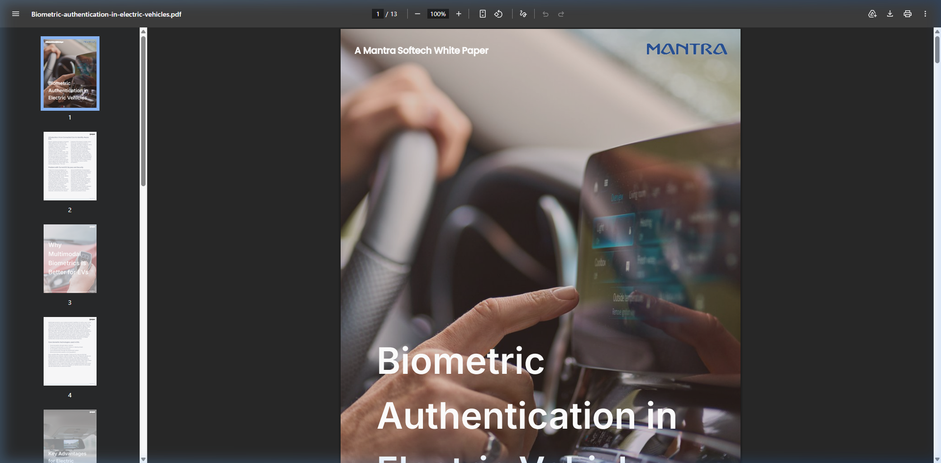 Biometric Authentication in EVs
