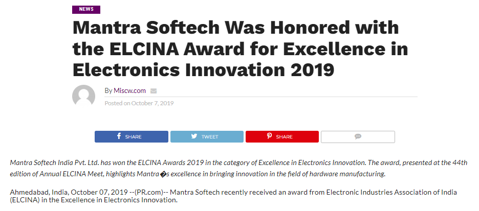 ELCINA Award for Excellence in Electronics Innovation