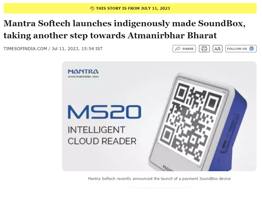 Mantra Softech Launches Indigenously Made Soundbox