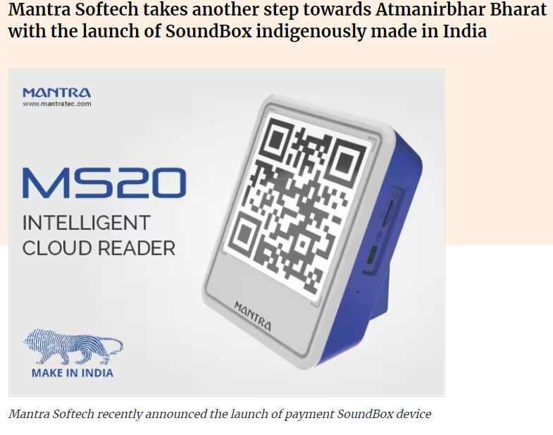 Mantra Softech’s Soundbox for Atmanirbhar Bharat