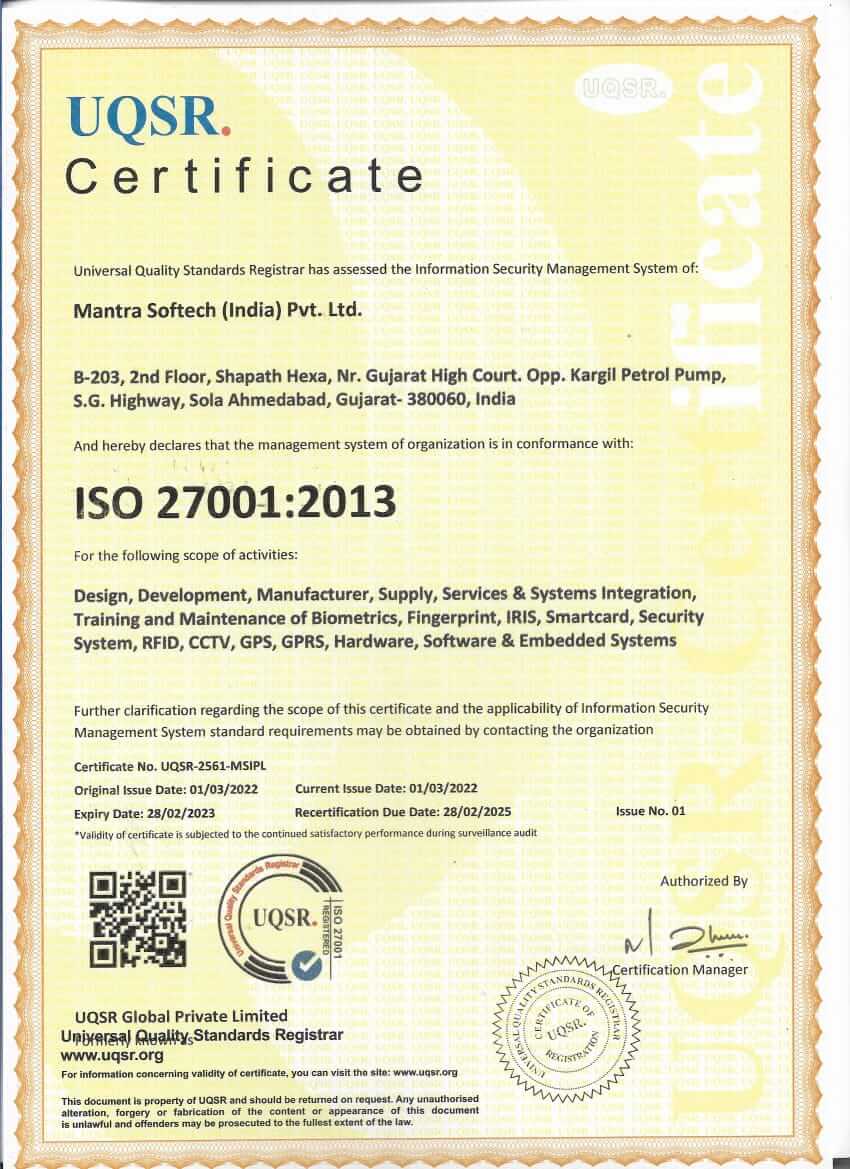 ISO-27001-2013 Certificate