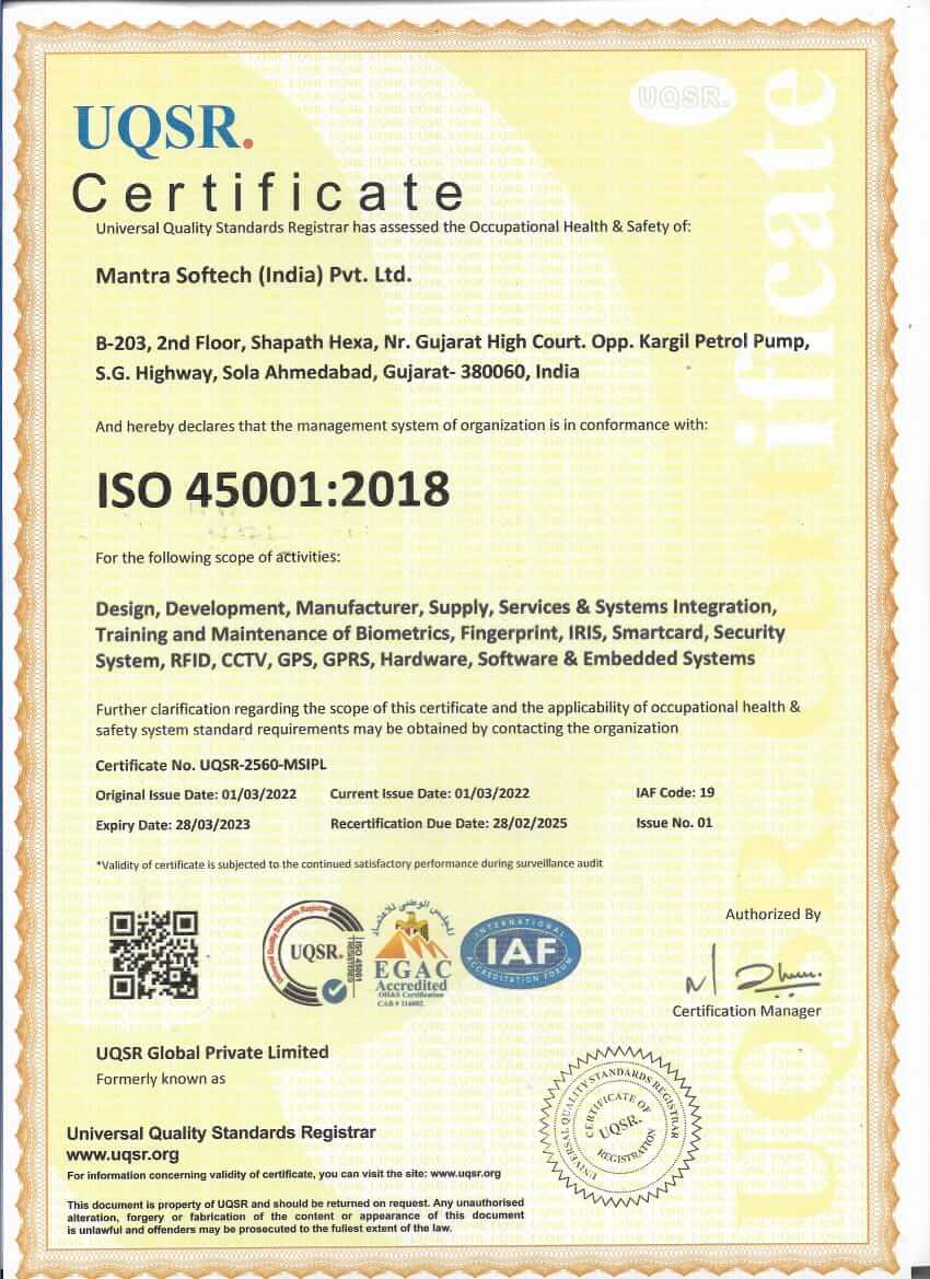 ISO-45001-2018 Certificate