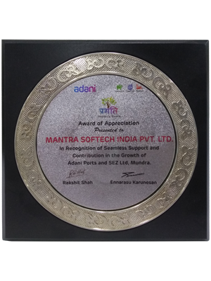 Appreciation Award from Adani